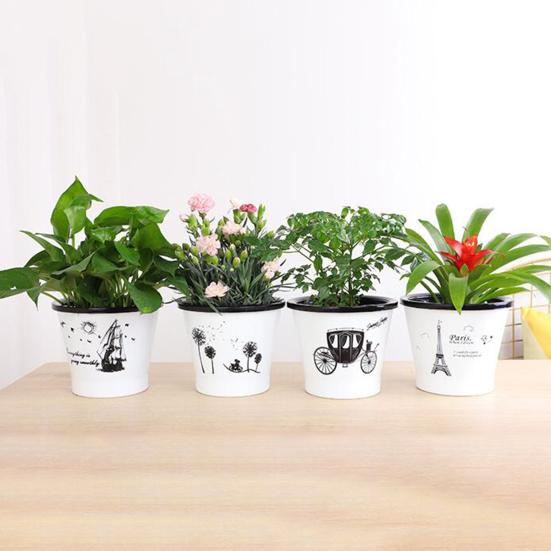 Flowerpot Water Storage Function Anti-slip PP Smooth Surface Plant Pot Patio Decor