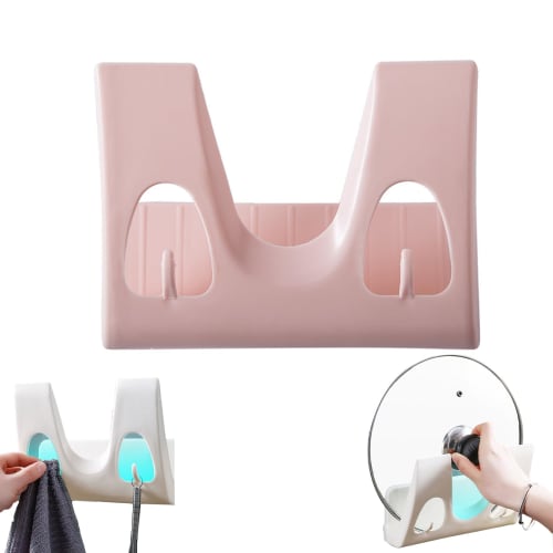 ZeniMart Pot Lid Holder, W18.5 X D4.5 X H14.5cm, Pot Lid Stand, Pot Lid Rack, Wall Mounted, Pot Lid Holder, Floating Storage, Wall Storage, Strong Adh