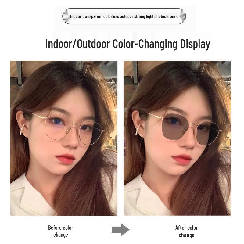 Farbwechselnde Blaulichtfilter-Myopiebrille für Damen - Trendiger koreanischer Stil, verbessert die Gesichtsform, No-Makeup-Look.