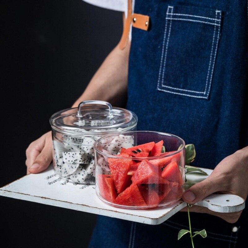 Enkel Salatskål i Glass Gjennomsiktig Varmebestandig Frukt Dessert Oppbevaringsskål For Hjem Butikk Kjøkkenredskaper