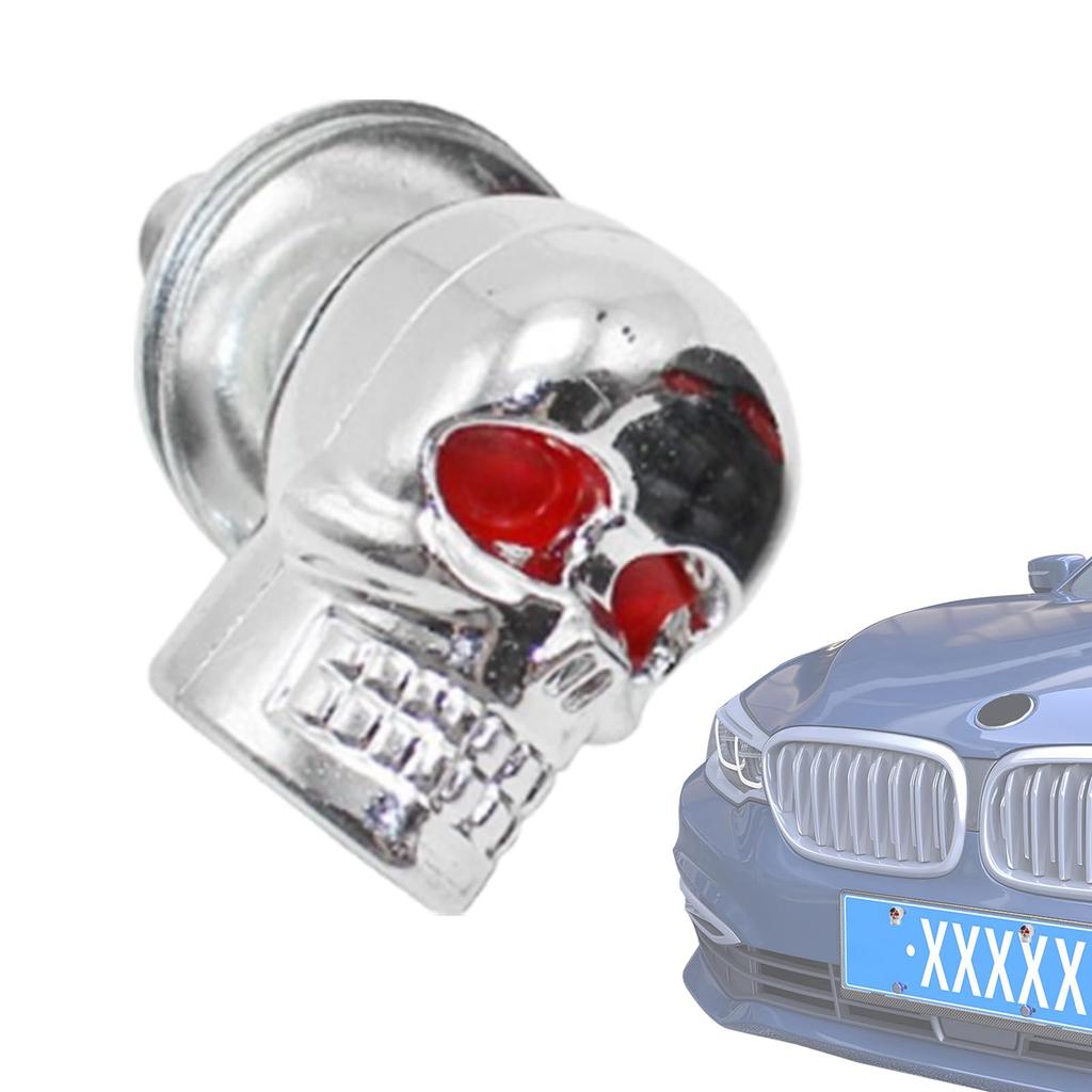 Skull Head Screw | Skull Red Eye Design for License Plate Bolts and Nuts