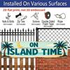 15.7×3.94inch "On Island Time" Tropical Aluminum Decorative Sign, 2D Flat Print, Beach Palm Tree Decor, Coastal Wall Art for Home or Cabin, Rustic