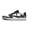 X Travis Scott Air Jordan 1 Night Walker Slip Resistant Low Top Vintage Basketball Shoes Unisex White Blue Black DZ4137-700(Team2042- 2029 )