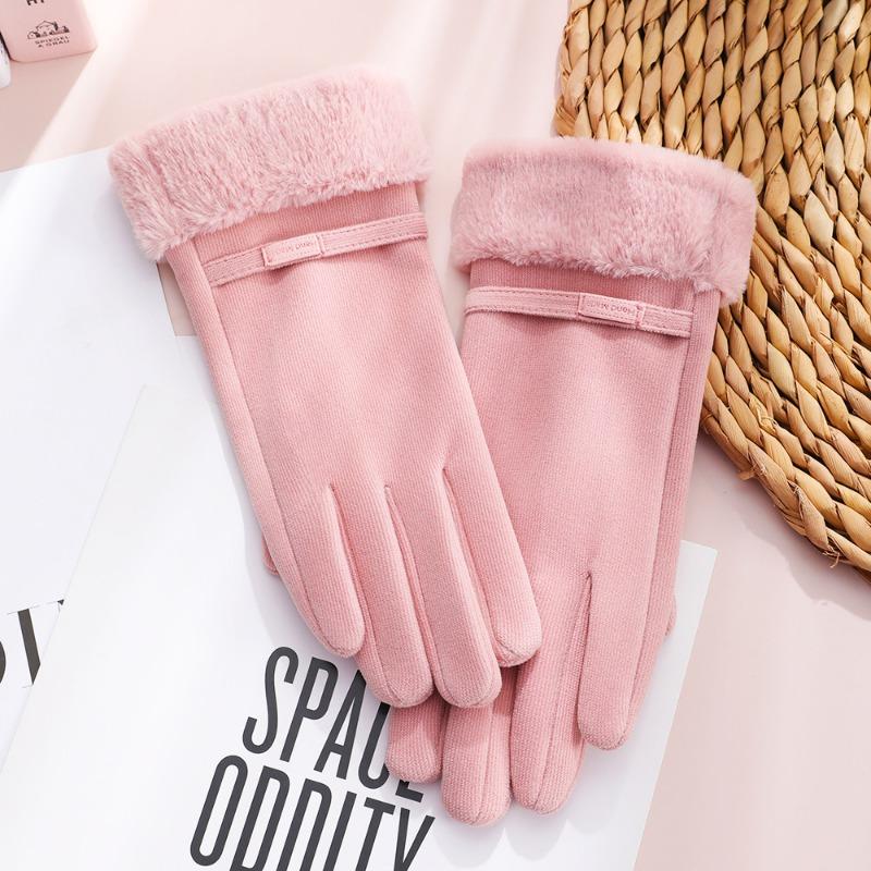Warm gloves women's German velvet outdoor sports cycling velvet touch screen cold and windproof autumn and winter gloves