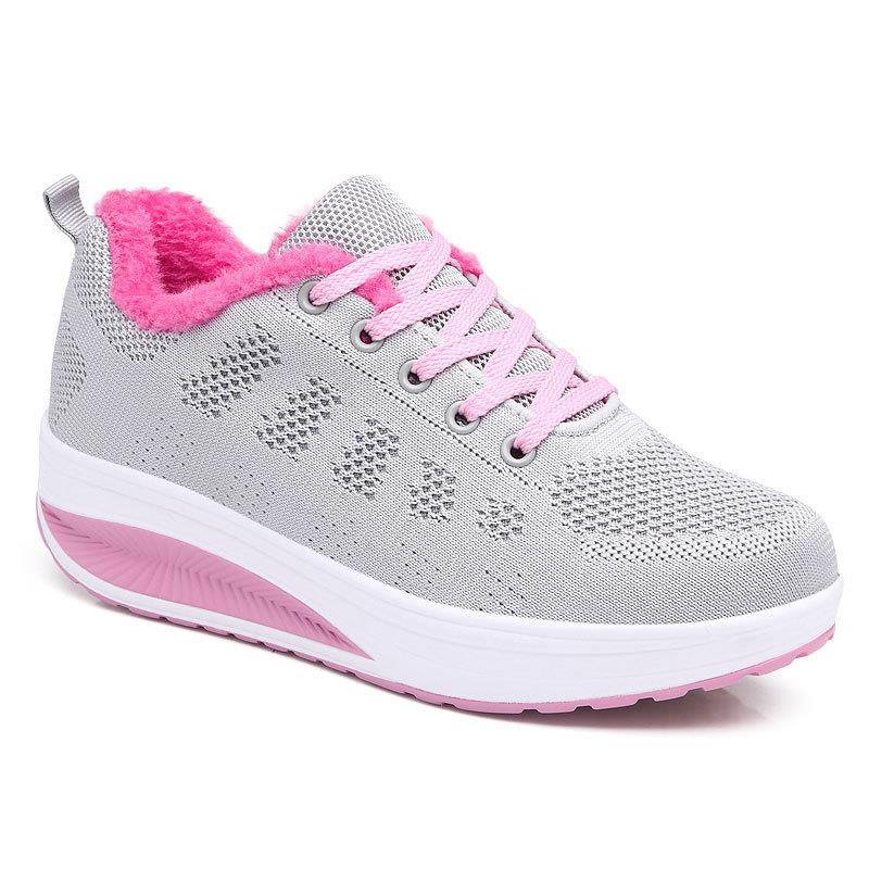 

Женские зимние кроссовки на флисовой подкладке, уличная теплая спортивная обувь на шнуровке для женщин, Нескользящие повседневные утолщенные дышащие кроссовки 40