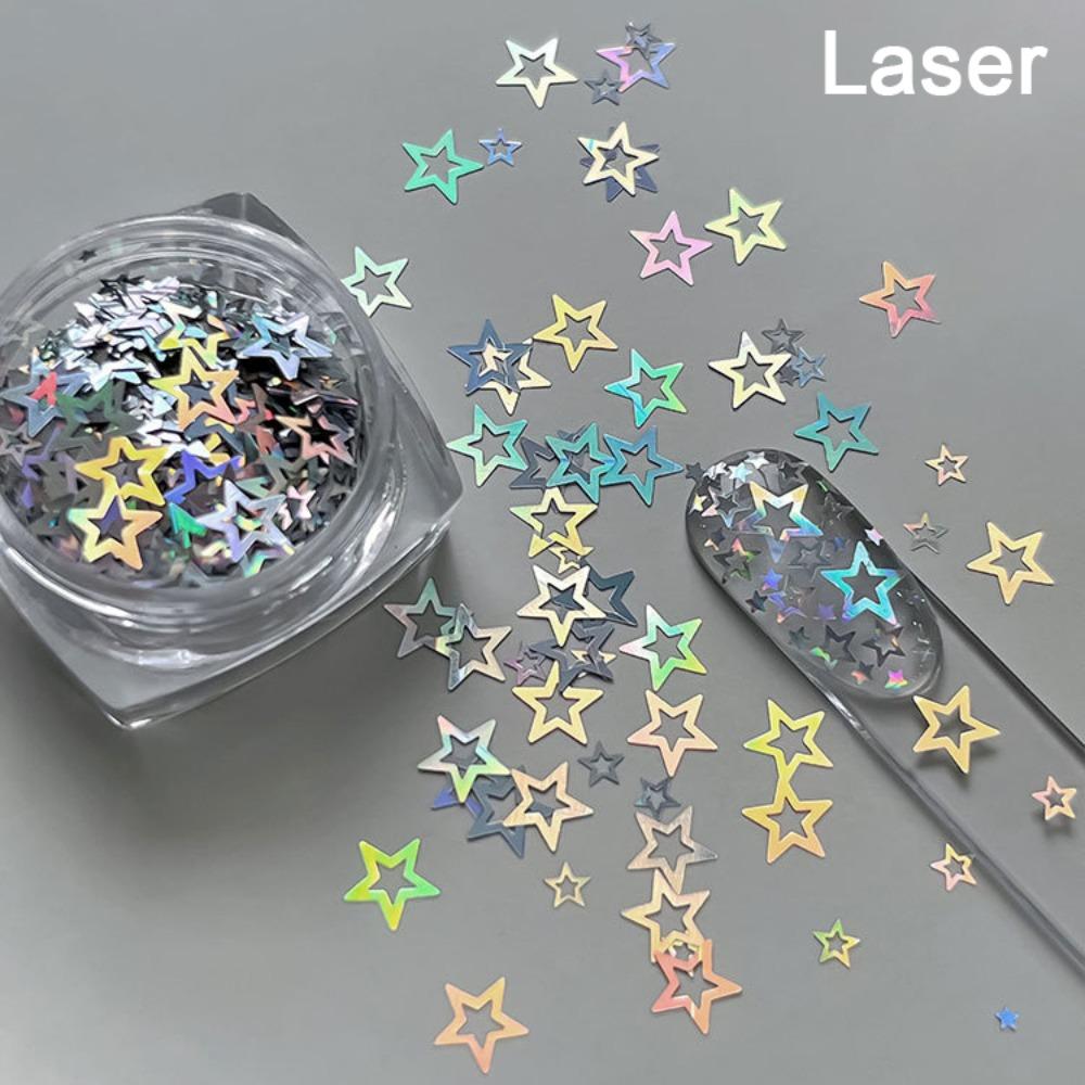 Hollow Out Five-pointed Star Glitter Nail Charms Colorful Minimalist Sequins Nail Decorations DIY Glitter Nail Accessories