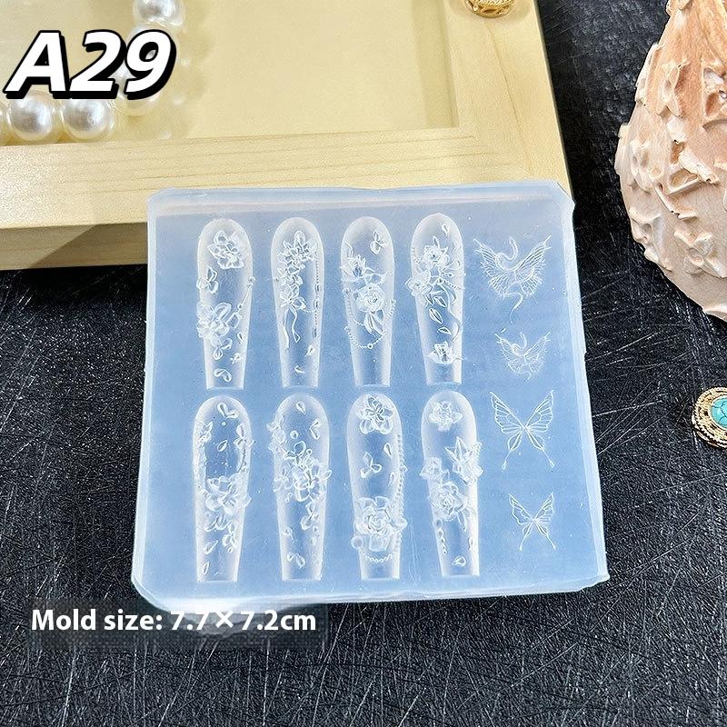 1Pc Chain Ice Flower Butterfly 3D Acrylic Mold Nail Art Decorations Diy Design Silicone Nails Mold