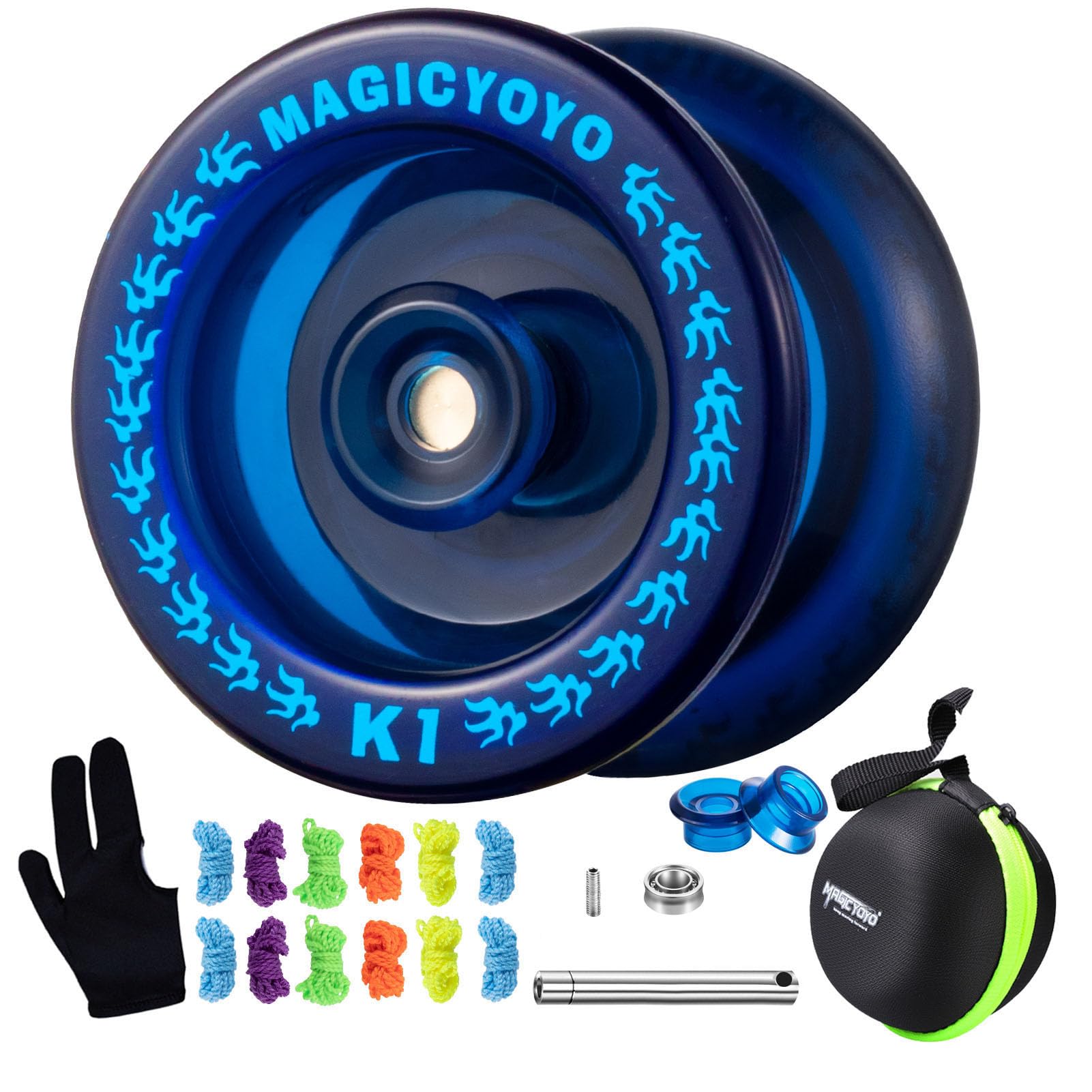 

MAGICYOYO Responsive Yoyo K1 Tug Return Hubstacks Yoyo for Kids Beginners Dual Purpose Yoyo with Unresponsive Sturdy Storage Bag 12 Yoyo Strings Glove синий