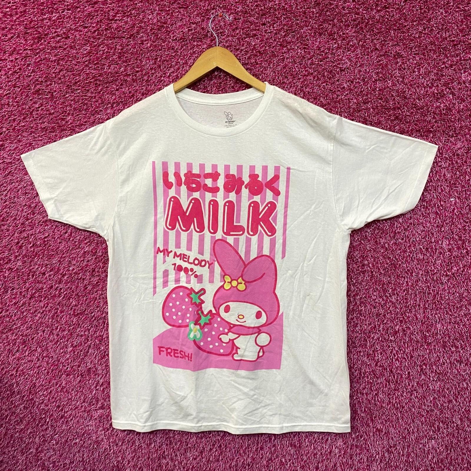

My Melody Japanese Kawaii Strawberry Milk Sanrio Tee L S