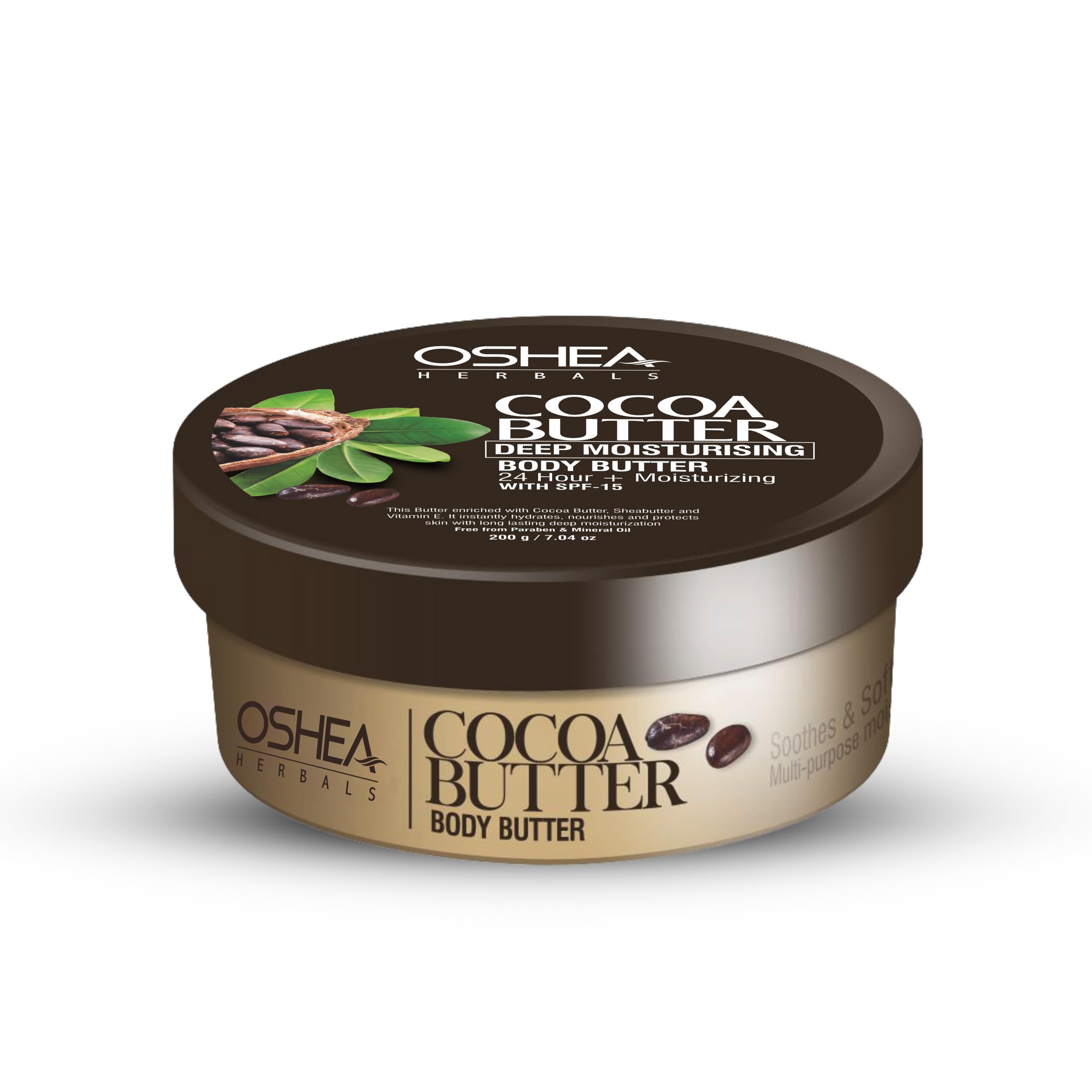 Oshea Herbals Глубокоувлажняющее масло для тела с маслом какао для сухой и нормальной кожи SPF 15 с увлажнением на 24+ часа | Обогащено маслом какао, ши