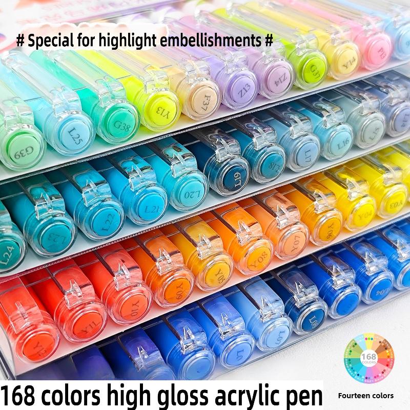 GUANGNA 168/12 Farben Große Kapazität Highlight Direkter Flüssiger Acryl-Gel-Stift Morandi Stift Mehrfarbiger Marker Schulbedarf