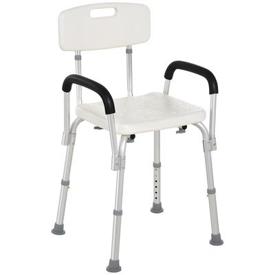 Shower Chair, Seniors, Backrest, Height Adjustable, Non-Slip, Armrests, 136 Kg