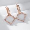 Geometric Rhombus Full Natural Zircon Hoop Earrings For Women  Rose Gold Color Daily Fine Elegant Female Jewelry