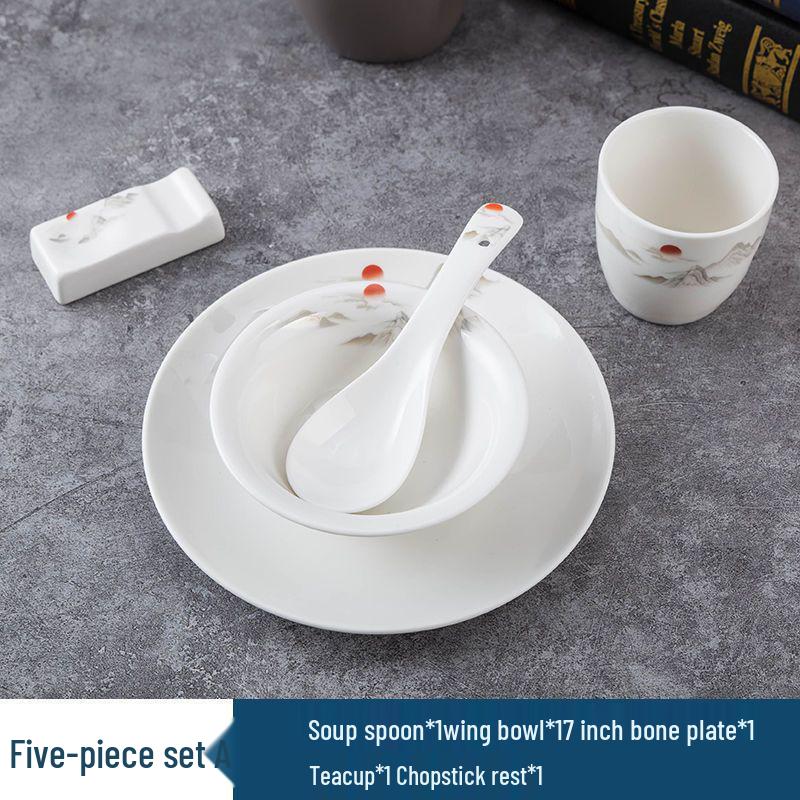 Luxury Ceramic Dinnerware Set: Plates, Bowls, Spoons & Cups for Restaurants & Clubs