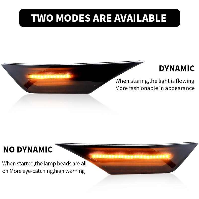 2PCS For 10th generation Honda Civic 2016-2020 Clear & Smoked LED Side Blinker Indicator Marker Light Black Smoked Lens