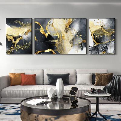 Contemporary Art Golden Black White Abstract Painting Canvas Poster Print Nordic Decoration Wall Art Picutre Modern Home Decor