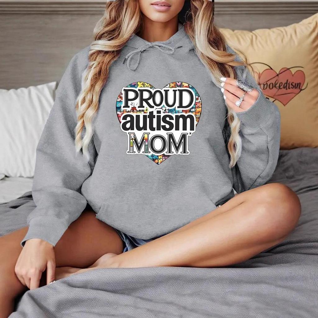 Heart & Letter Winter Hoodie - Loose Fit, Long Sleeve, Fashion Pullover