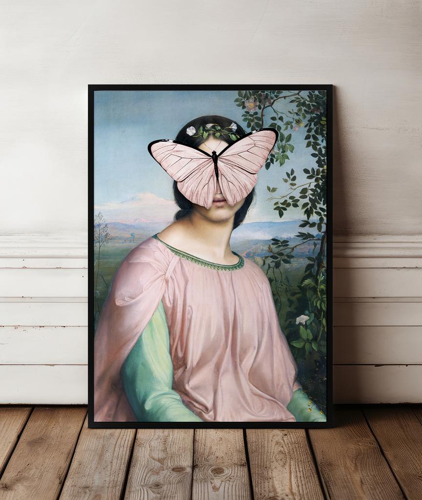 Plakat portret motyl pop art