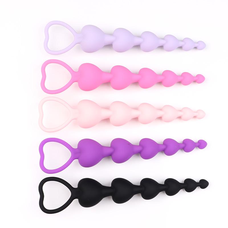 Silicone Heart-Shaped Beaded Anal Plug - Erotic SM Toy & Dilator