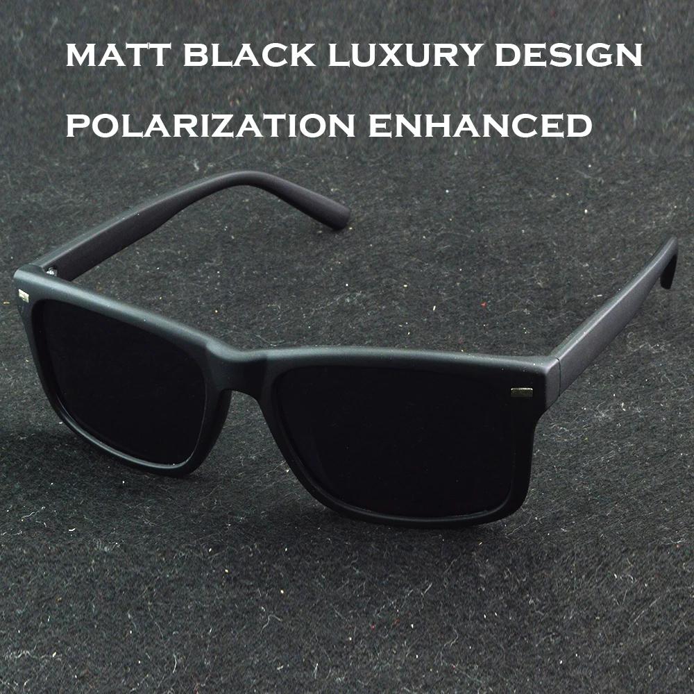 

Polarized Square Sunglasses Men Matt Black Frame Thin Temples Enhanced Lens Luxury Design Fashion Unisex Eyewear Glasses Women чёрный