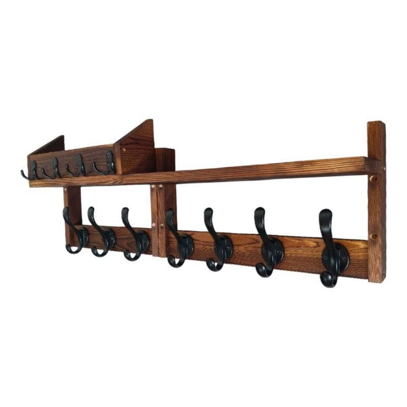 Modern Wooden Wall Mounted Storage Rack With Sturdy Metal Frame For Living Room Bedroom Office Decors