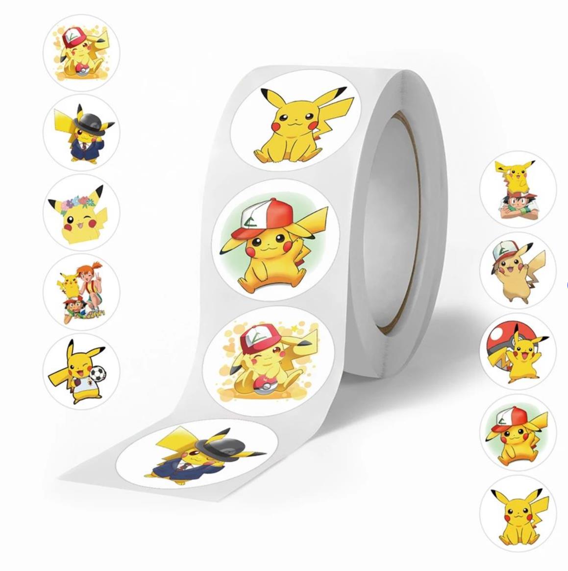 

500pcs/Roll Cartoon Pokemon Pikachu Sticker Tape Hand Account DIY Decorative Seal Sticker Water Resistant Cup Sticker Cute And Charming Present