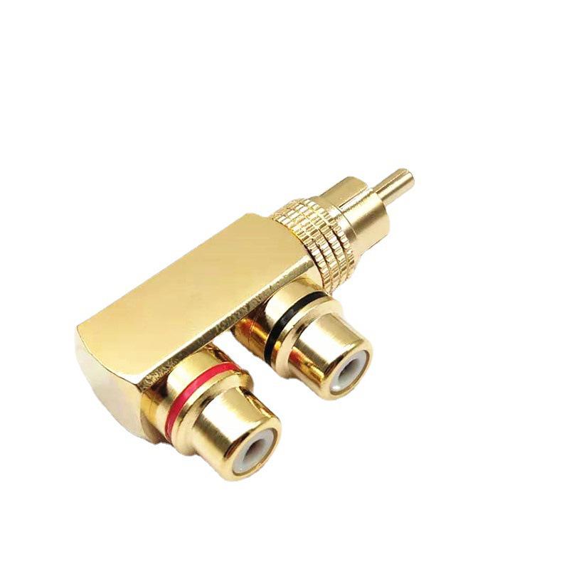 Pistol Copper Gold-Plated Lotus RCA 1-to-2 AV Adapter: Male to 2 Female