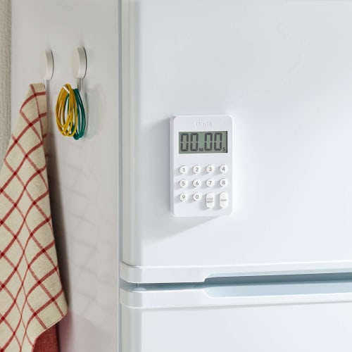 Tanita Kitchen Study Timer with Magnetic Digital Timer, 100-Minute Counter, White, TD-415 WH