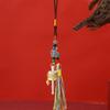 Tibetan Six-Character Mantra Hand-Cranked Wheel Keychain Pendant with Tassel