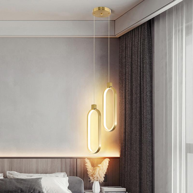 Modern Minimalist LED Pendant Light Chandelier For Hotel Bedrooms Dining Living Room Black Gold Decor Circular Hanging Lamp