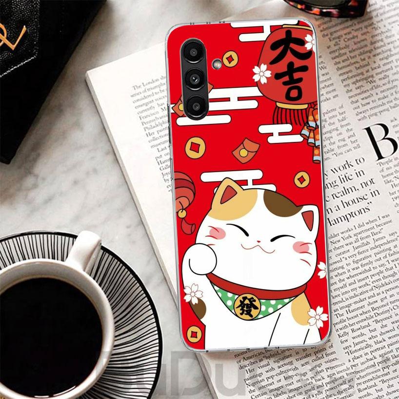 Lucky Cat Maneki Neko Japanese Phone Case For Samsung A17 A16 A26 A36 A56 A15 A14 A13 A55 A54 A53 A35 A34 A33 A25 A24 A23 A05S A