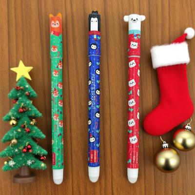 3 Stück Auslöschbare Gelstifte 0,5 mm Stift mit Weihnachtsmotiv Schnelltrocknender Stift für flüssiges Schreiben für Bürobedarf