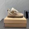 Winter Autumn Vintage Mixed Fabric Furry Collar Warm Sneakers Ladies Non Slip Thick Sole Daily Walking Shoes