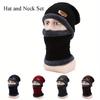 Winter Fleece Lined Beanie Hat and Scarf Set, Thick Warm Knitted Hat and Neck Warmer for Men and Women, Windproof Cold Weather Accessories
