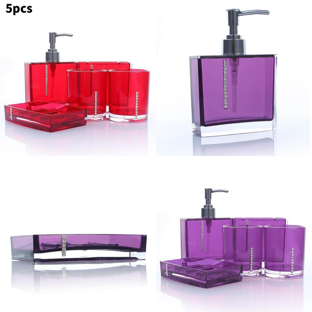 Elegant Acrylic Bathroom Five Piece Set With Creative Design For Wedding Gift And Modern Decor