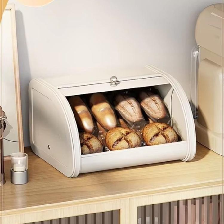 Retro Iron Breads Box with Roll Top Cover Kitchen Decoration Large Capacity Food Safe Storage for Artisanal Loaves