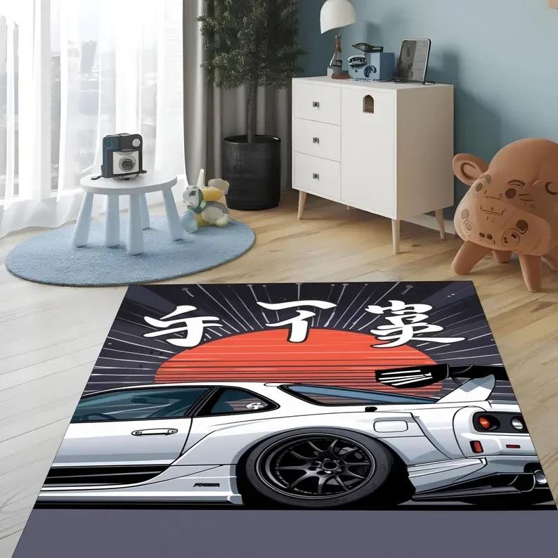JDM car tuners rug Japanese Car Rug Car Rug Racing jdm car rugs Room Decor Gift For Him Boys Room Rug Gift Rug Washable Rug gift