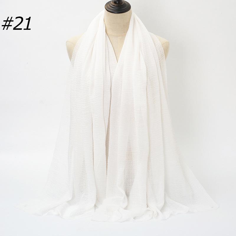 Solid Color Wrinkled Cotton-Linen Feel Women's Headscarf with Fur Edge
