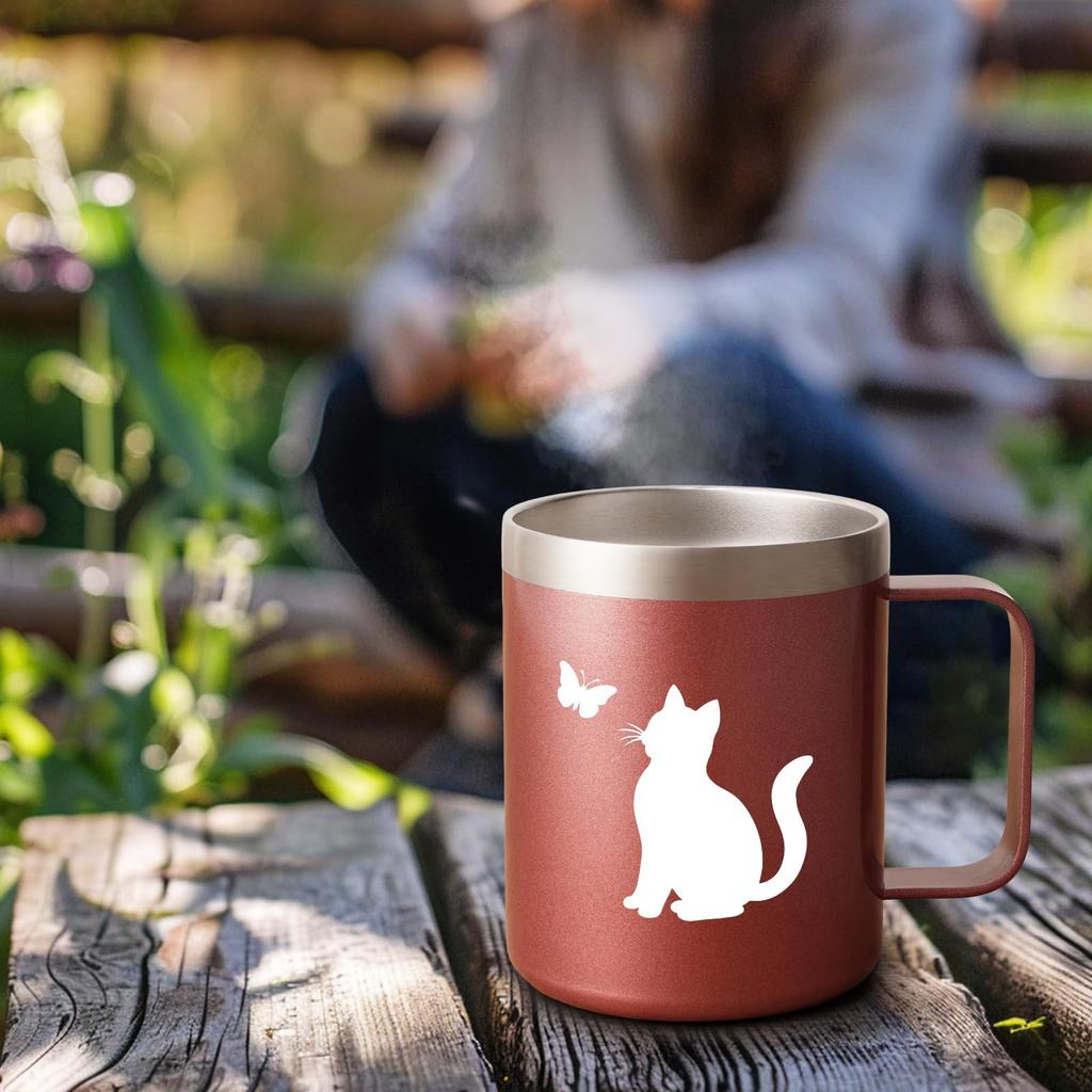 Livole Cat Goods Present Mug Insulating Lid with Straw 350ml Stainless Steel Cute Gift Women's Thermal/Cold (Rose Gold)