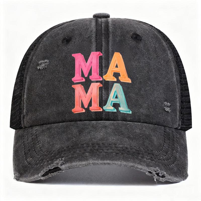 

1pc Retro Mama Patch Embroidery Baseball Caps for Women Washed Soft Adjustable Sport Driver Hats Mother S Day Breathable Gifts Adjustable чорний