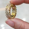 Bright Green Cubic Zirconia Ring Female Engagement Party Jewelry Noble Lady Fashion Wedding Ceremony Accessories Gift
