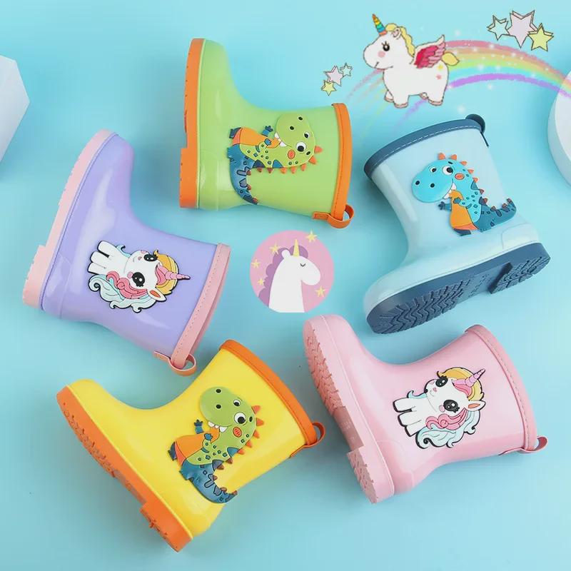 Kinder-Regenstiefel mit Cartoon-Motiv, rutschfest, wasserdicht, Gummi, für Jungen und Mädchen