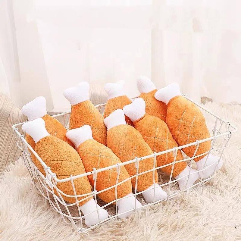 Soft Plush Squeaky Chicken Leg Chew Toy Durable Teething Toy for Small Medium Dogs Boredom Relief Puppy Playtime Accessory