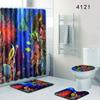 Undersea Landscape Bathroom Shower Curtain Floor Mat Toilet Cover Foot Pad Four-Piece Pattern Size Fixed Zhi