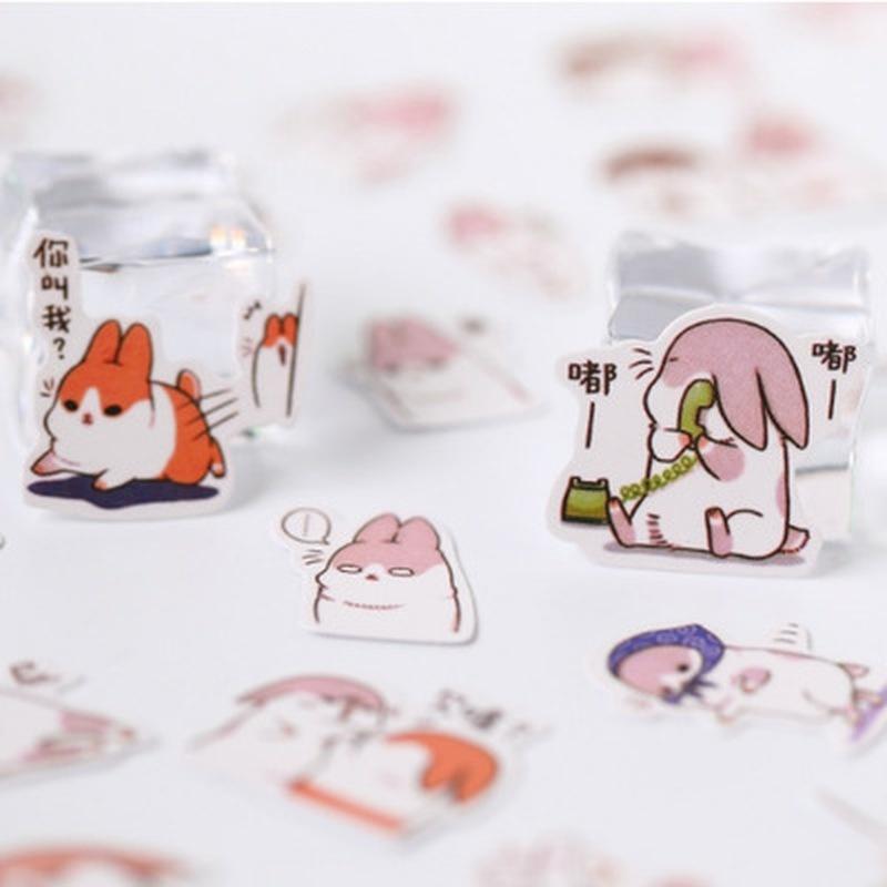 40Pcs/Pack Cute Bunny Fat Rabbit Decorative Stickers Mobile Phone Stickers DIY Diary Scrapbooking Al