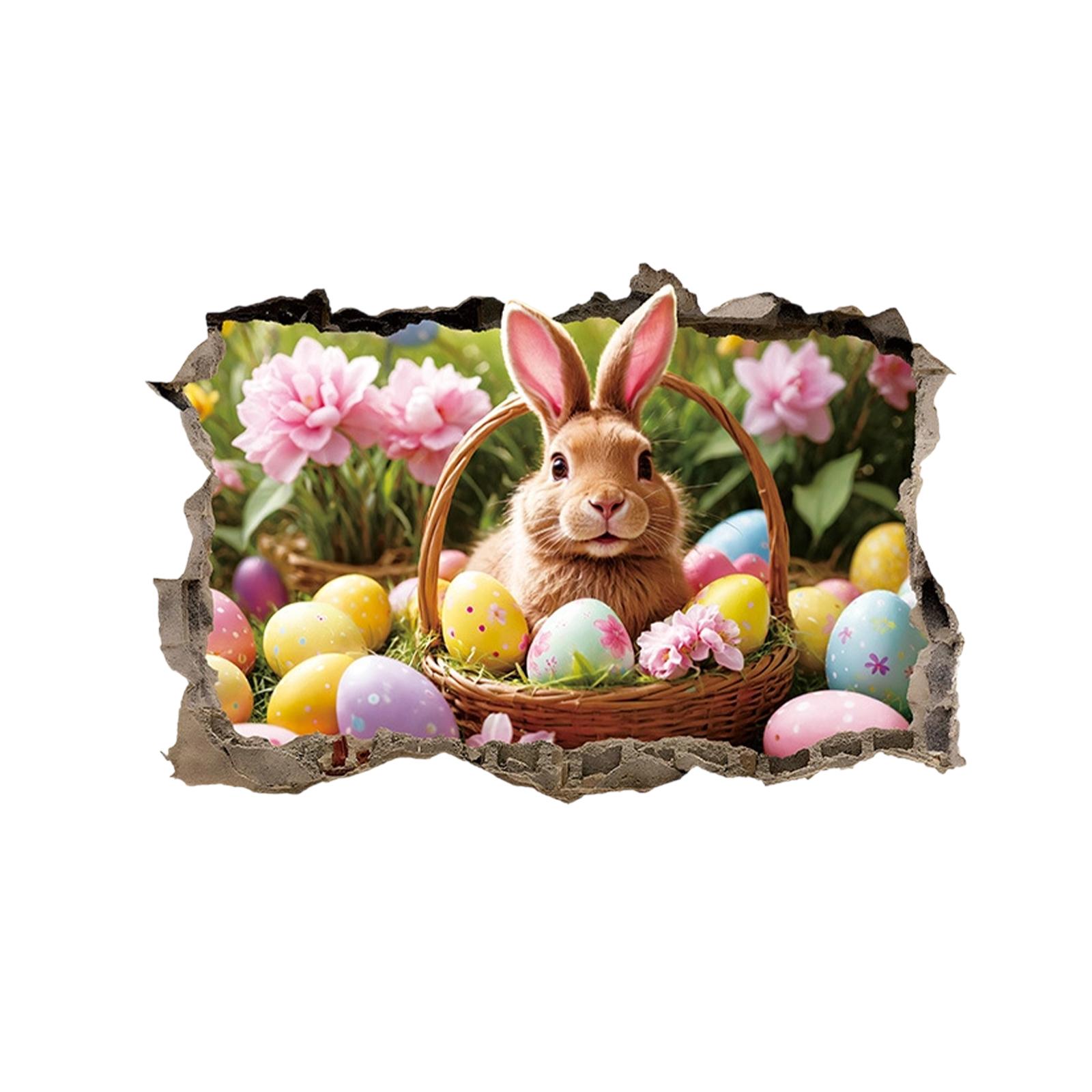 

Креативні Великодні наклейки на стіну, Святкові 3D наклейки-прорив, Великодній Кролик, Декоративні наклейки на стіну для дому, Кімнати, Кімнати, Вечірки One Size