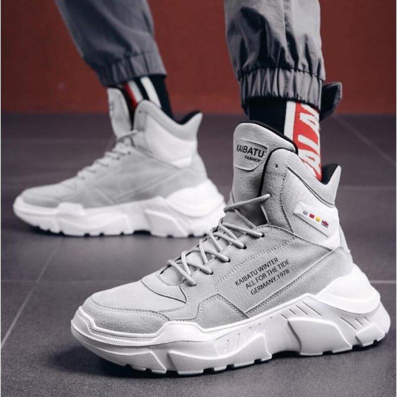 Men Winter Autumn Keep Warm Chunky High Tops Shoes Male Rubber Sole Sneakers Plimsolls Espadrilles Man Super Cool  Trainers