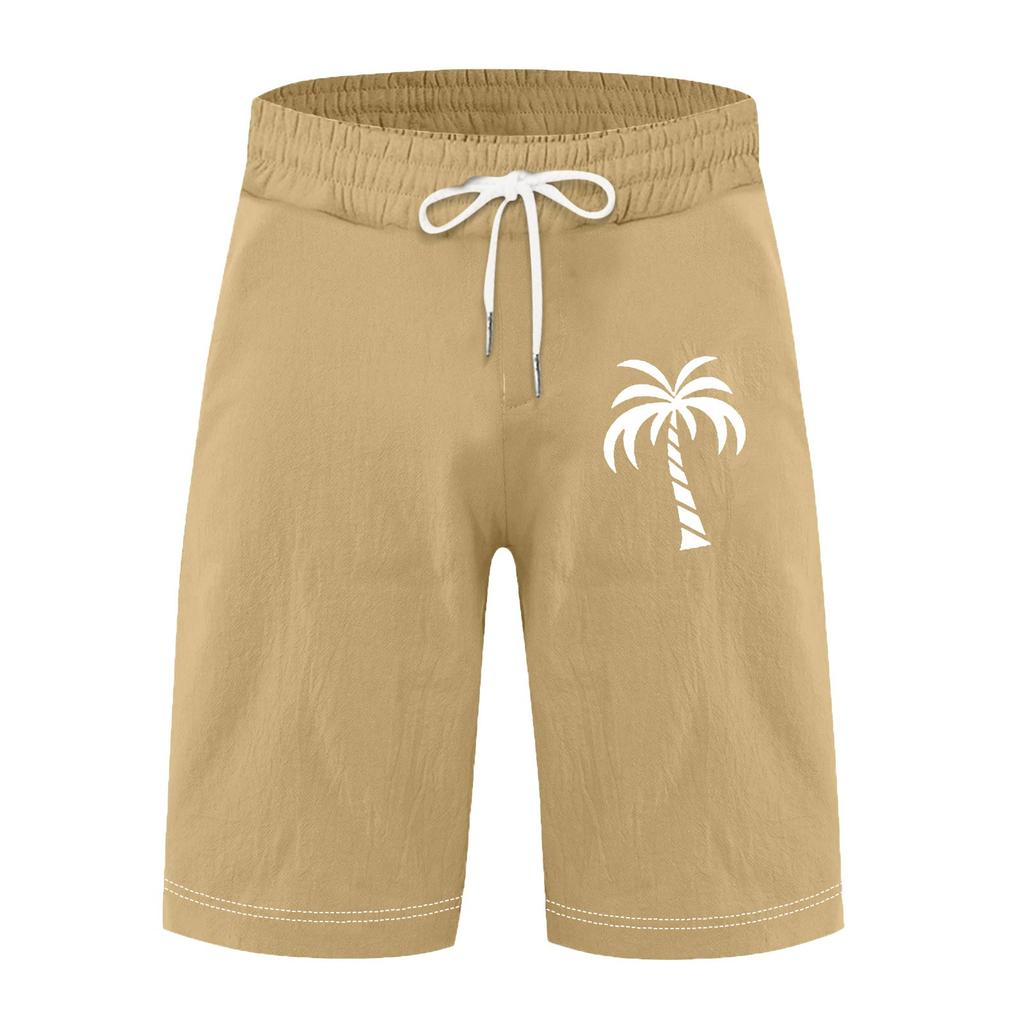 Shorts esportivo masculino de algodão linho casual solto pijama casual bolso shorts de corrida