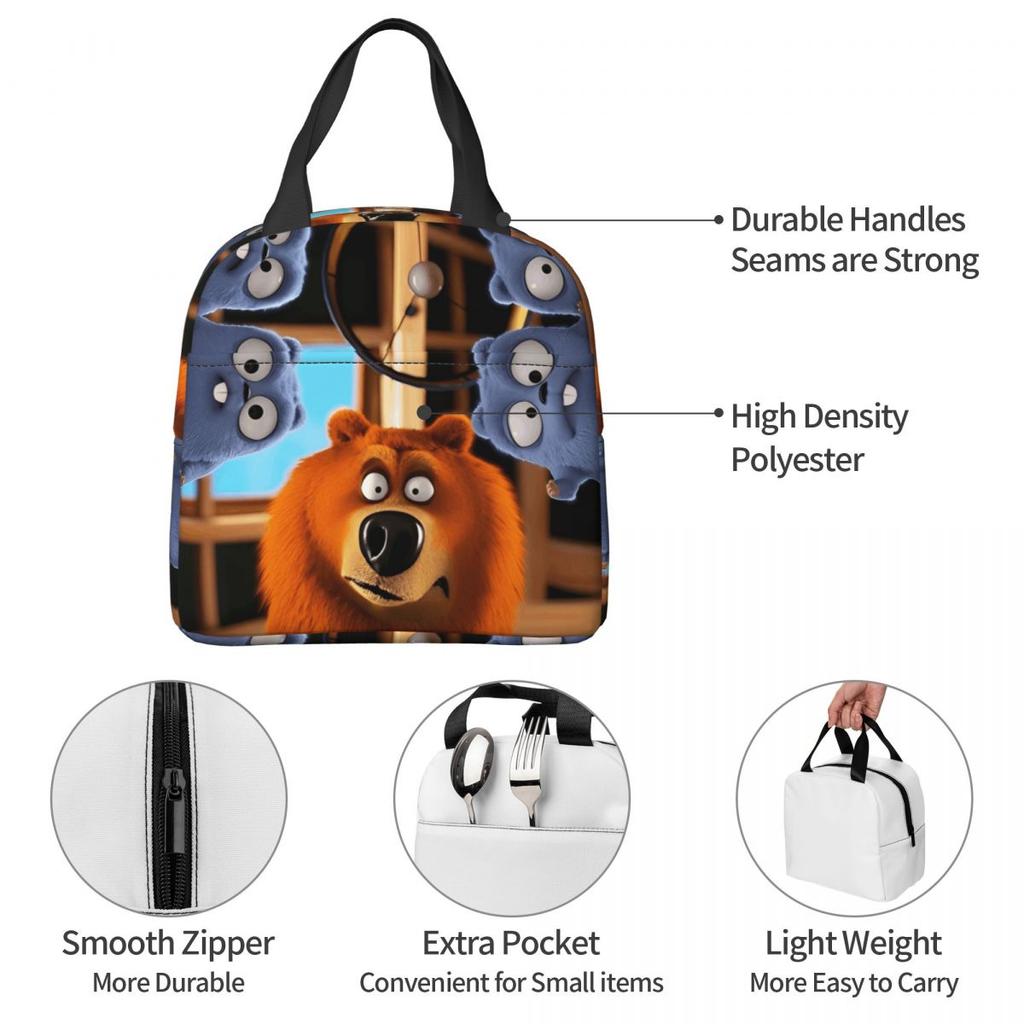 Grizzy und die Lemminge Zeichentrick Isoliertische Lunchtasche Lebensmitteltasche Tragbare Kühlbox Thermische Bento-Box Für Schule Büro