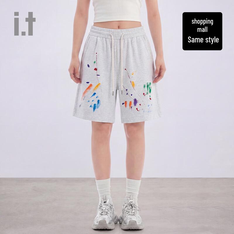 CHOCOOLATE i.t Unisex Graffiti Casual Sweat Shorts 31 кремово-белый